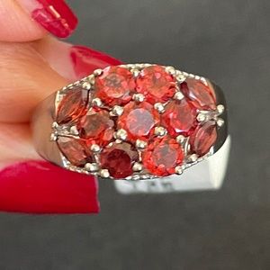 Garnet Multi-Row Ring in Silver